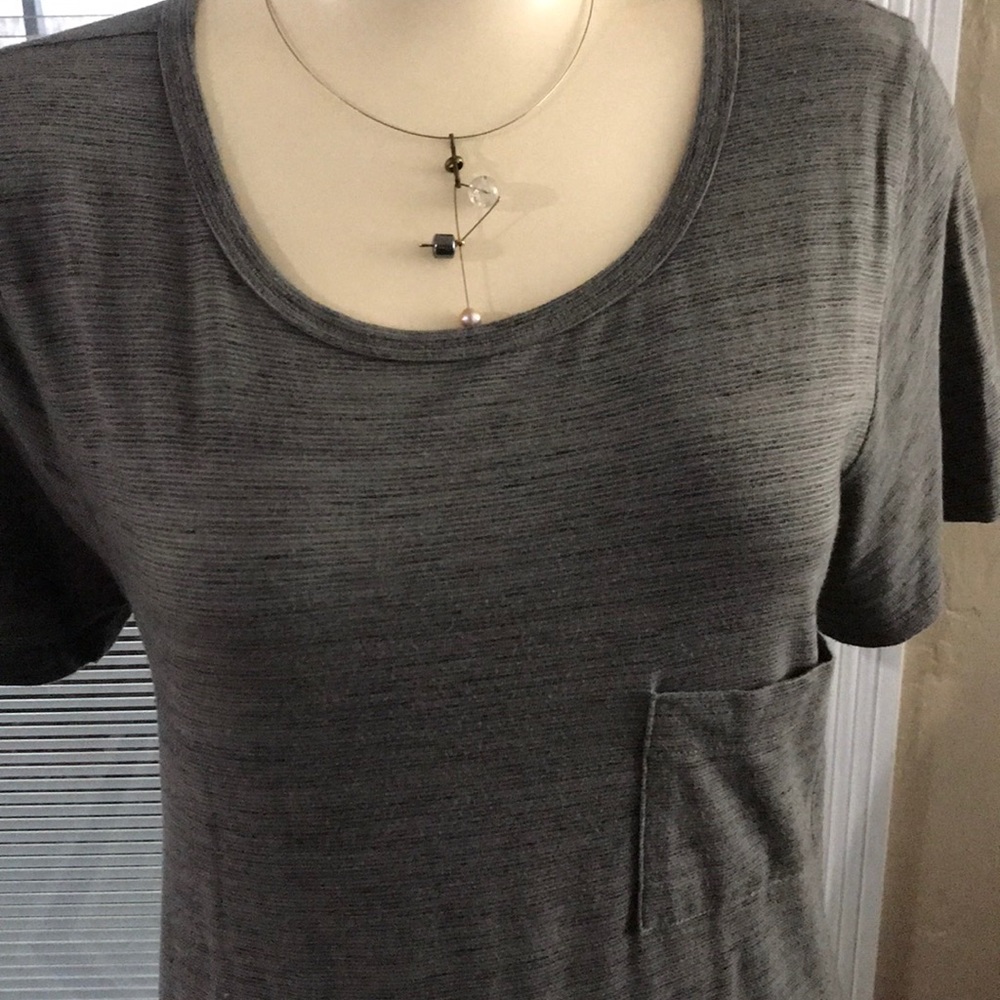 LuLaRoe Carly gray micro striped large